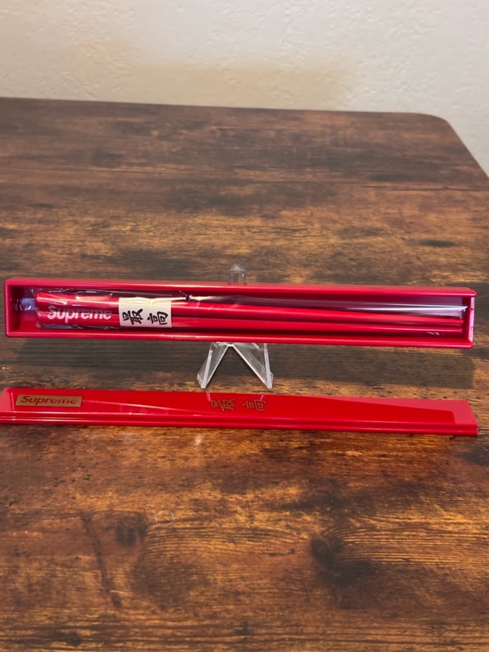 Supreme Chopsticks Decor Red Accessories Box Logo Dinewear Kitchen New Authentic